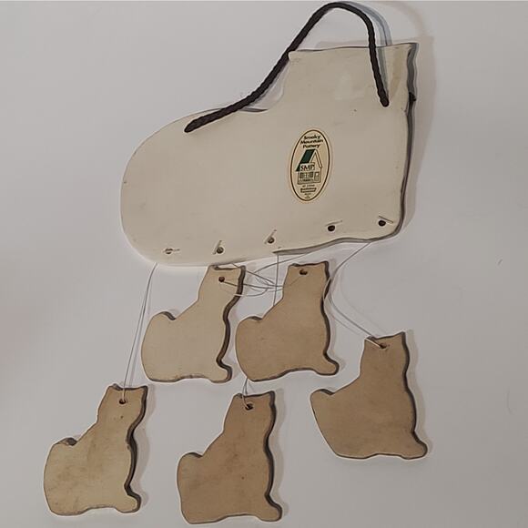 Ceramic Cat Windchime Smoky Mountain Pottery 1994 VTG Gray Grey Kitty - Picture 2 of 10